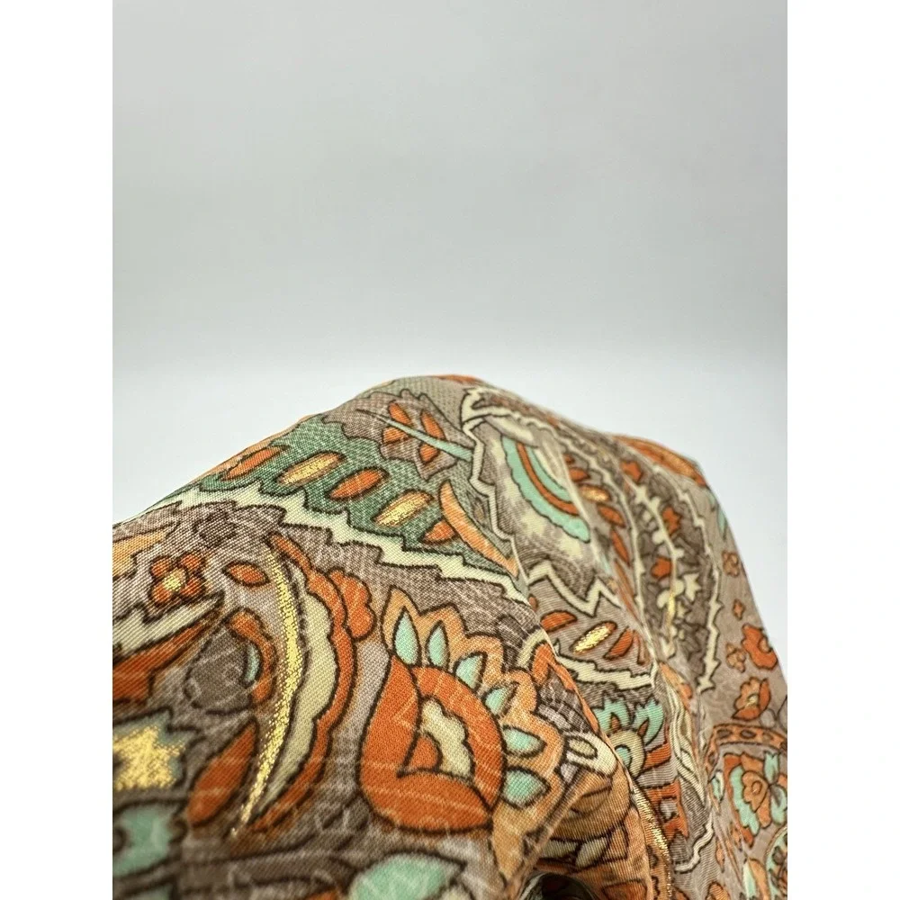 Lunas Vintage Silk Blend Kimono Robe Duster OS Boho Paisley Belted Fairy Earthy